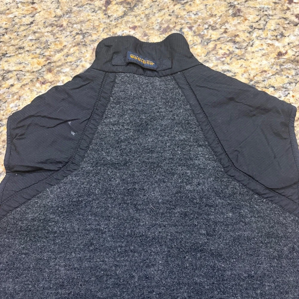 Woolrich John Rich & Bros Mens Wool Blend Full Zip Vest Gray Black M